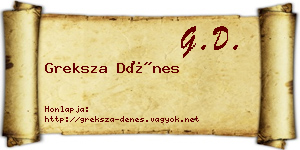 Greksza Dénes névjegykártya